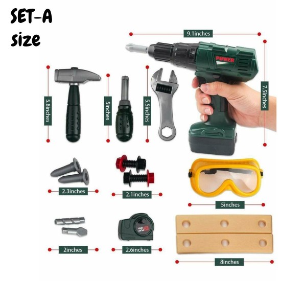 Battery Powered Drill Toy Tool Kit for Kids